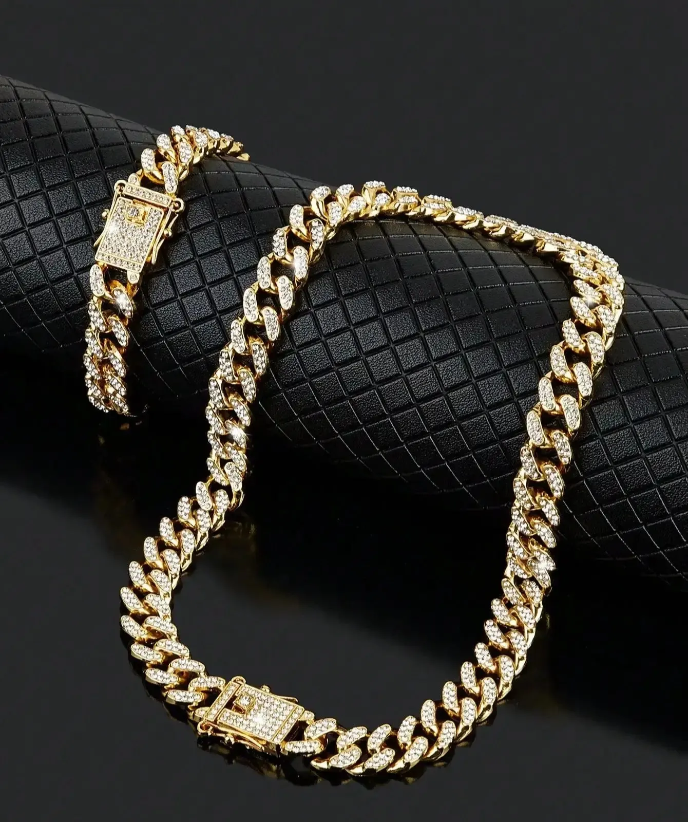 Hip Hop Rhinestone Necklace Set