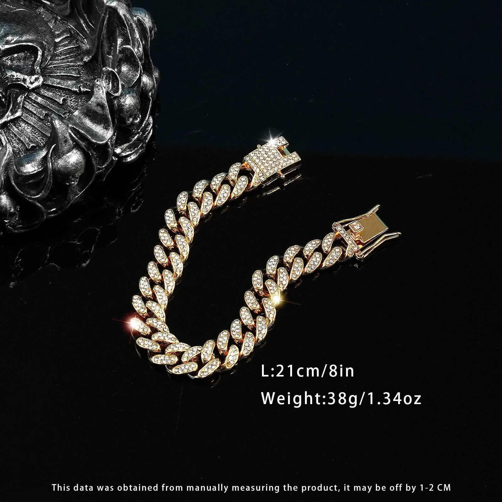 Hip Hop Rhinestone Necklace Set
