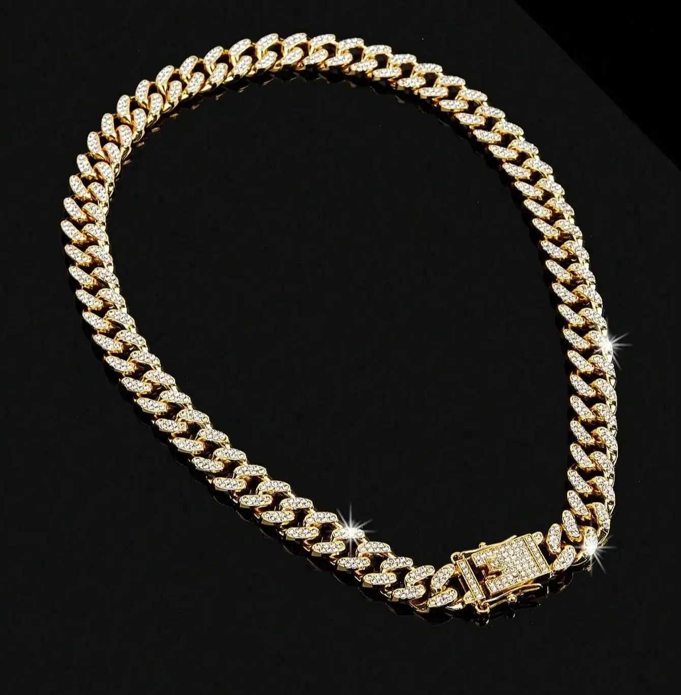 Hip Hop Rhinestone Necklace Set