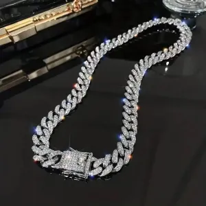 Hip Hop Rhinestone Necklace Set