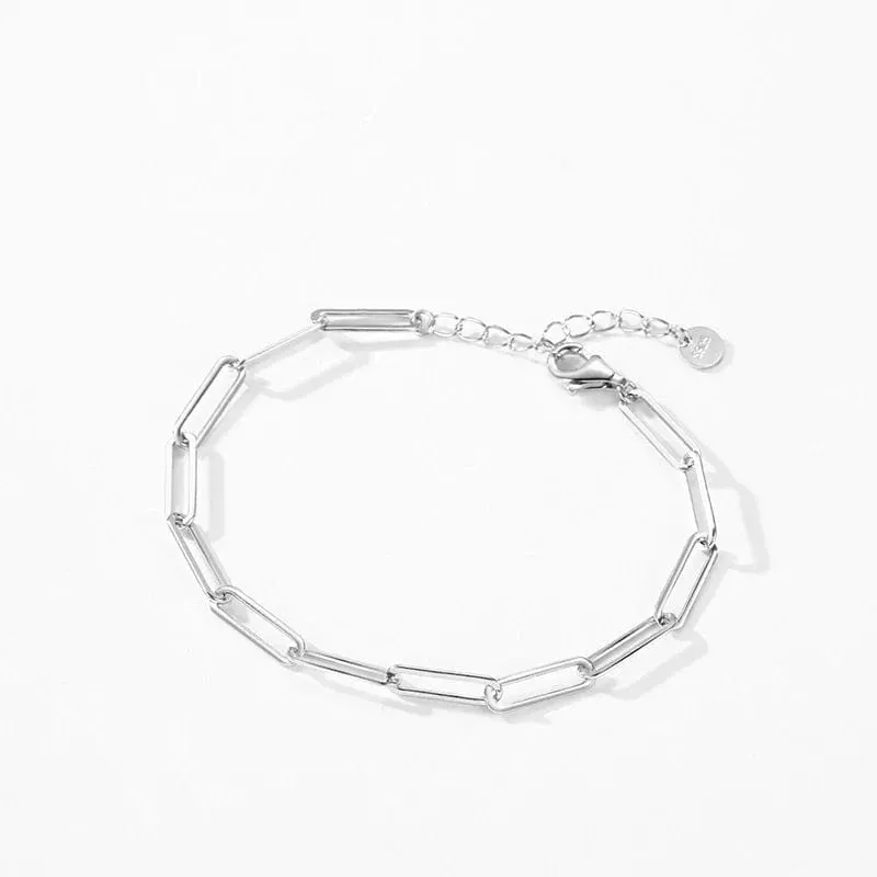 Hollow Geometric Bracelet in 925 Sterling Silver