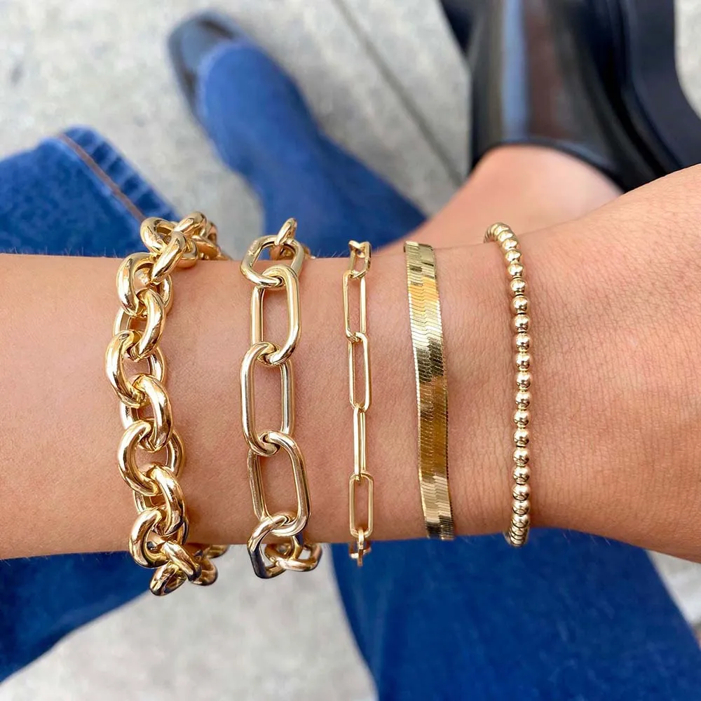 Hollow Rounded Rolo Bracelet 14K