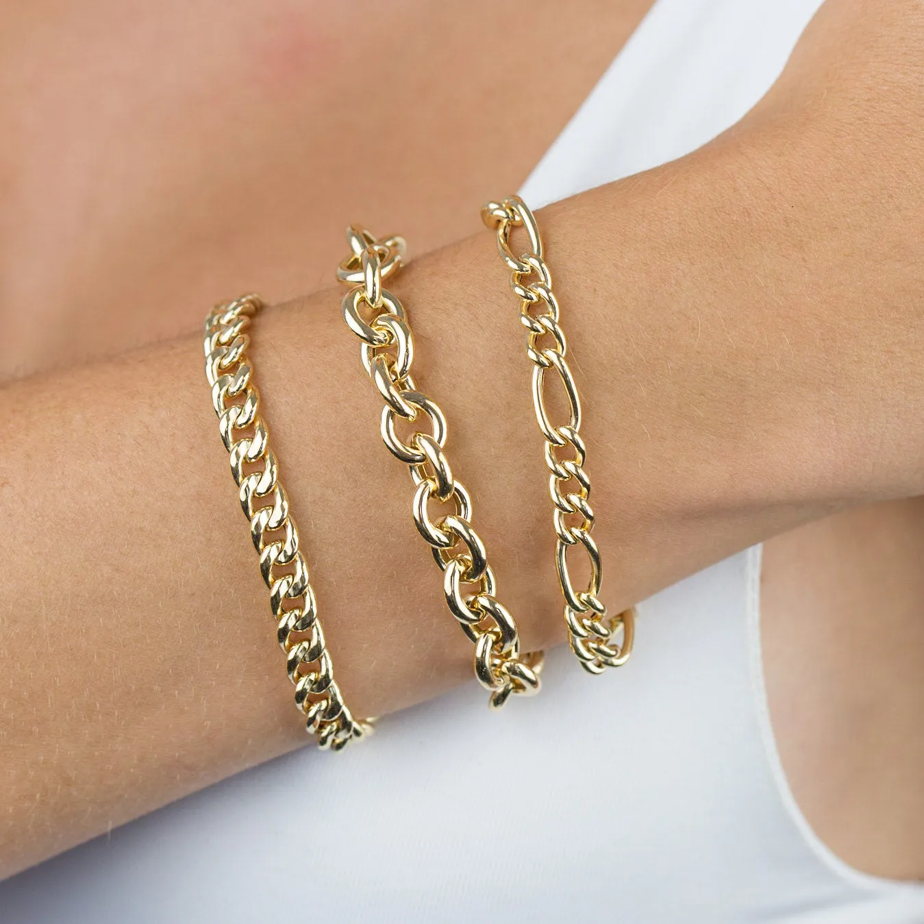 Hollow Rounded Rolo Bracelet 14K