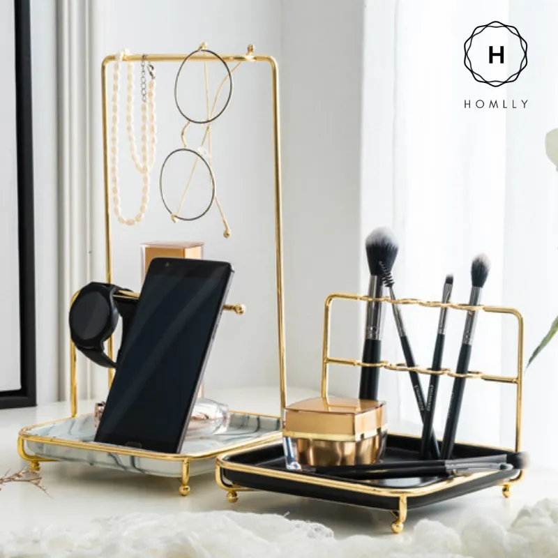 Homlly Marbi Gold Rim Jewellery Beauty Stand
