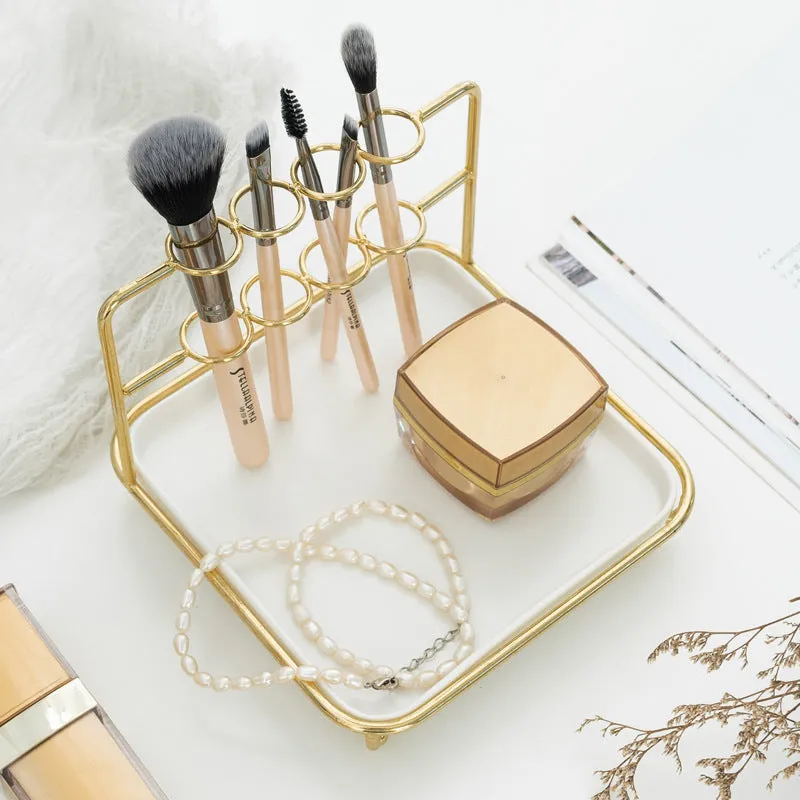 Homlly Marbi Gold Rim Jewellery Beauty Stand