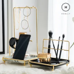 Homlly Marbi Gold Rim Jewellery Beauty Stand