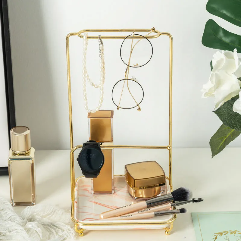 Homlly Marbi Gold Rim Jewellery Beauty Stand