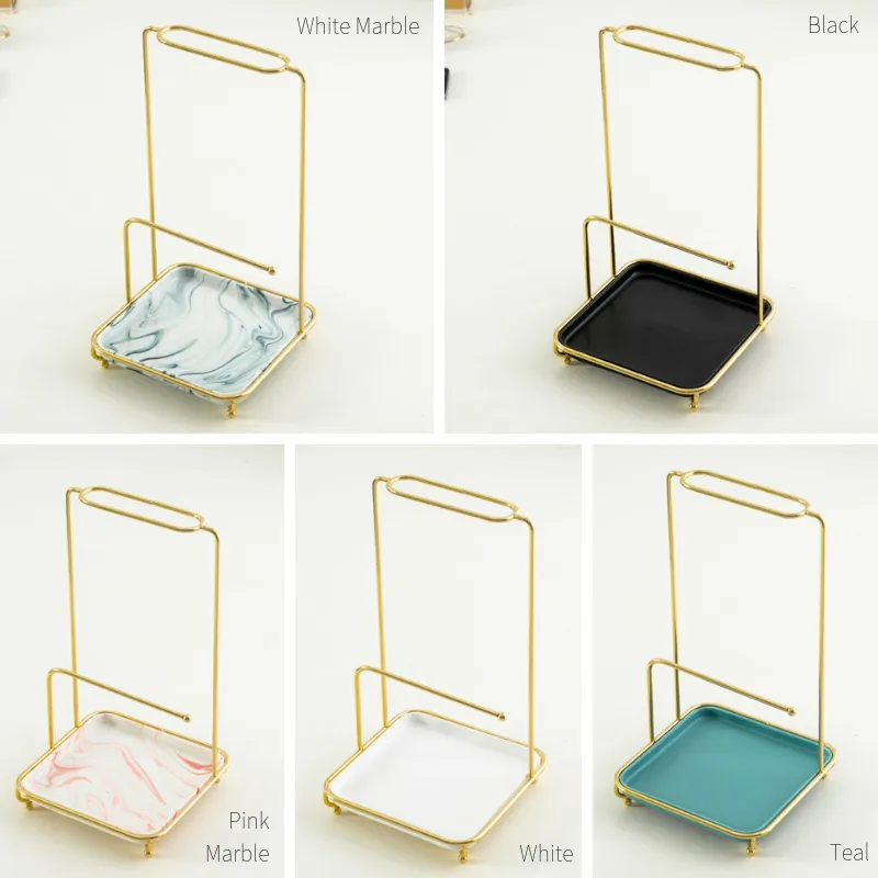 Homlly Marbi Gold Rim Jewellery Beauty Stand