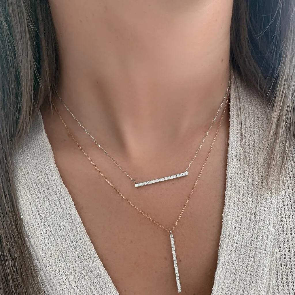 Horizontal Diamond Bar Necklace