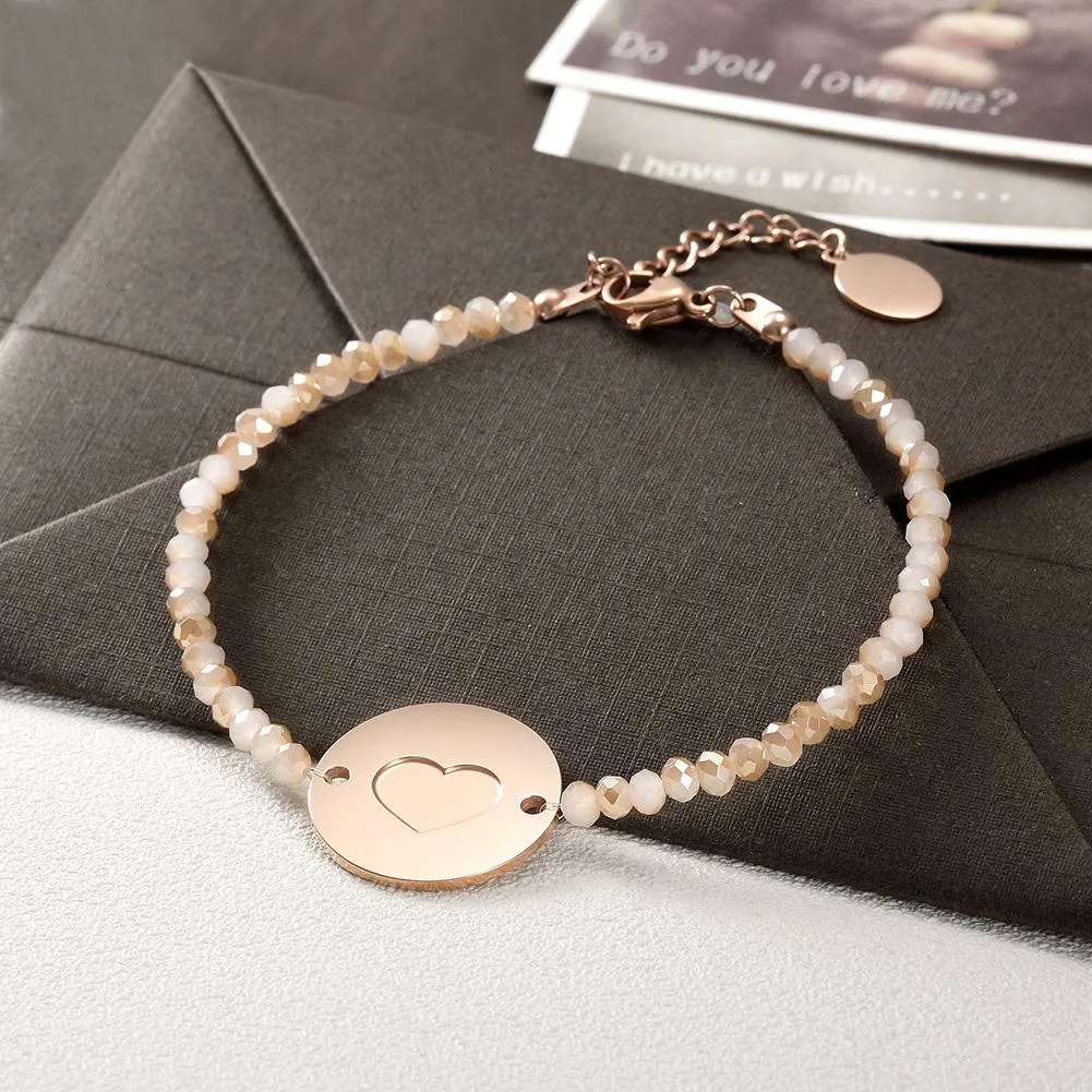 Hypoallergenic Gold Plated Steel Bracelet with Love Heart Charm