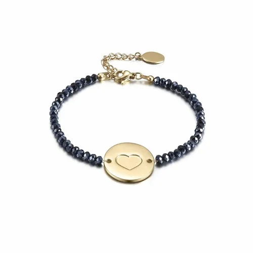 Hypoallergenic Gold Plated Steel Bracelet with Love Heart Charm