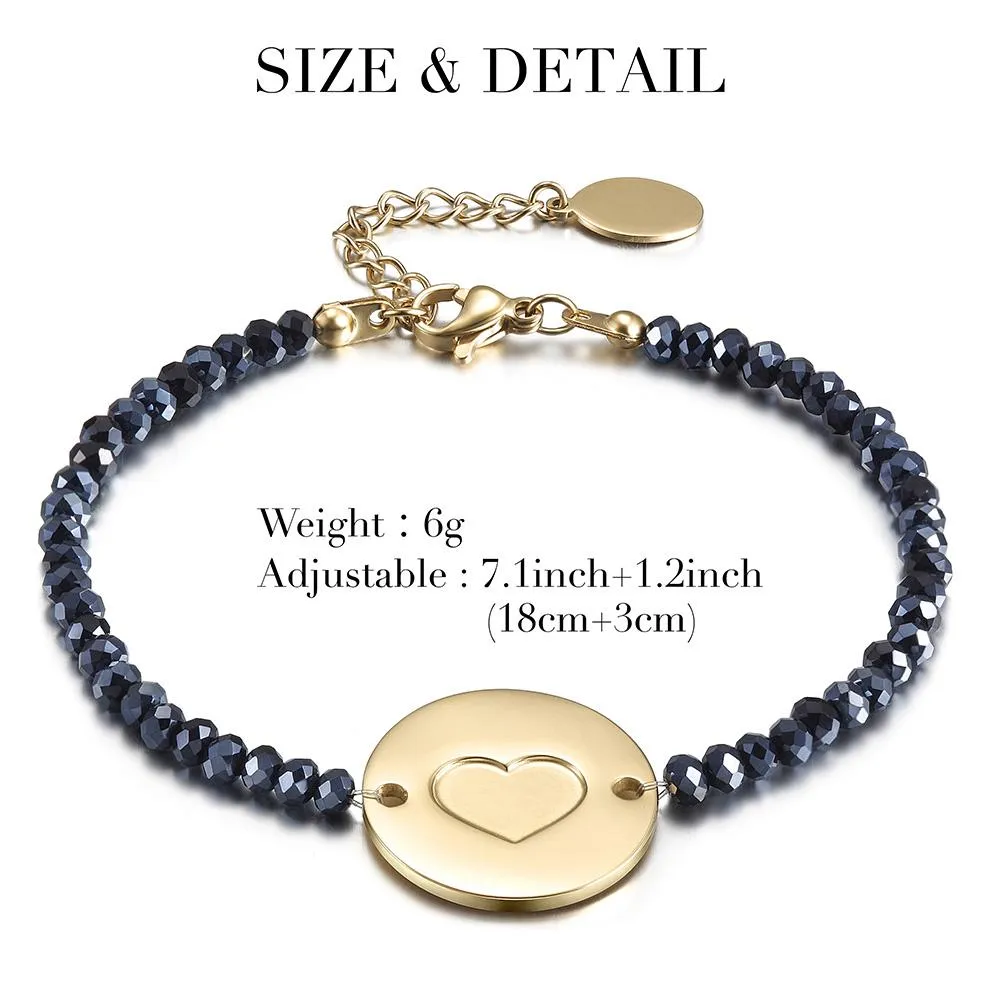 Hypoallergenic Gold Plated Steel Bracelet with Love Heart Charm