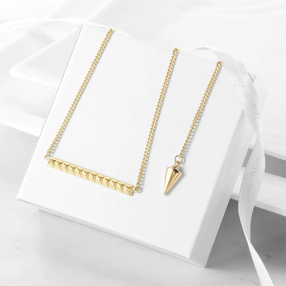 Hypoallergenic Pyramid Pendant Necklaces in Gold, Rose Gold, and Silver