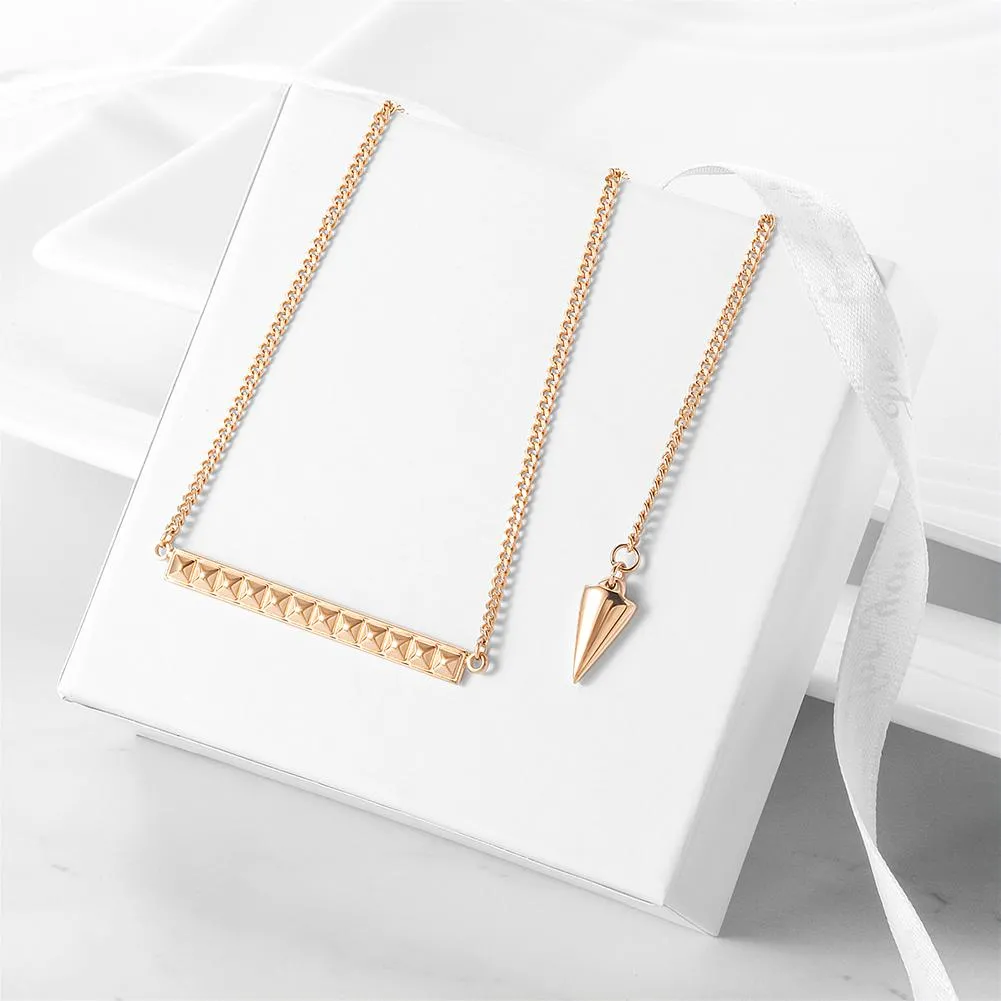 Hypoallergenic Pyramid Pendant Necklaces in Gold, Rose Gold, and Silver