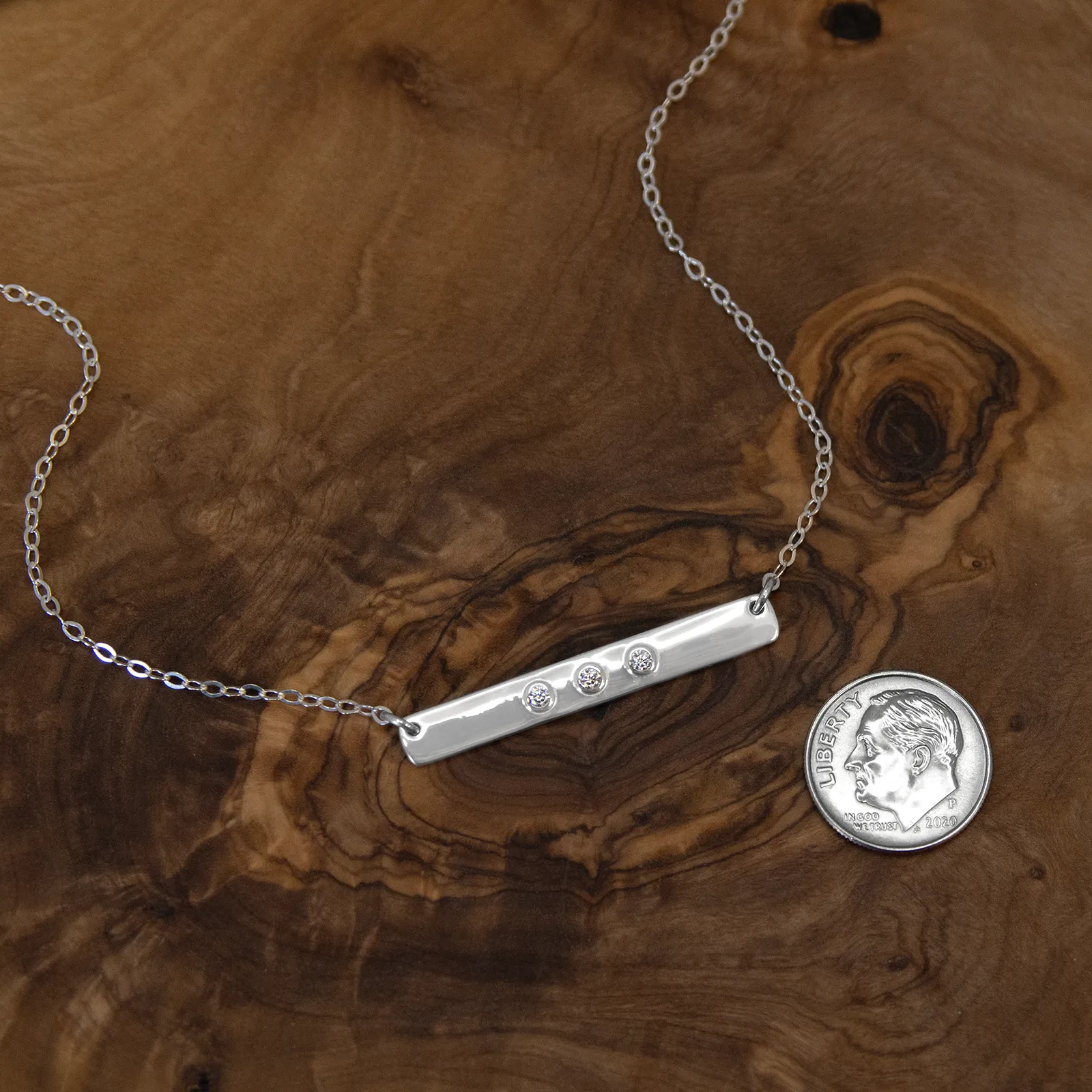 jenny three cz bar necklace  •  joy faith patience