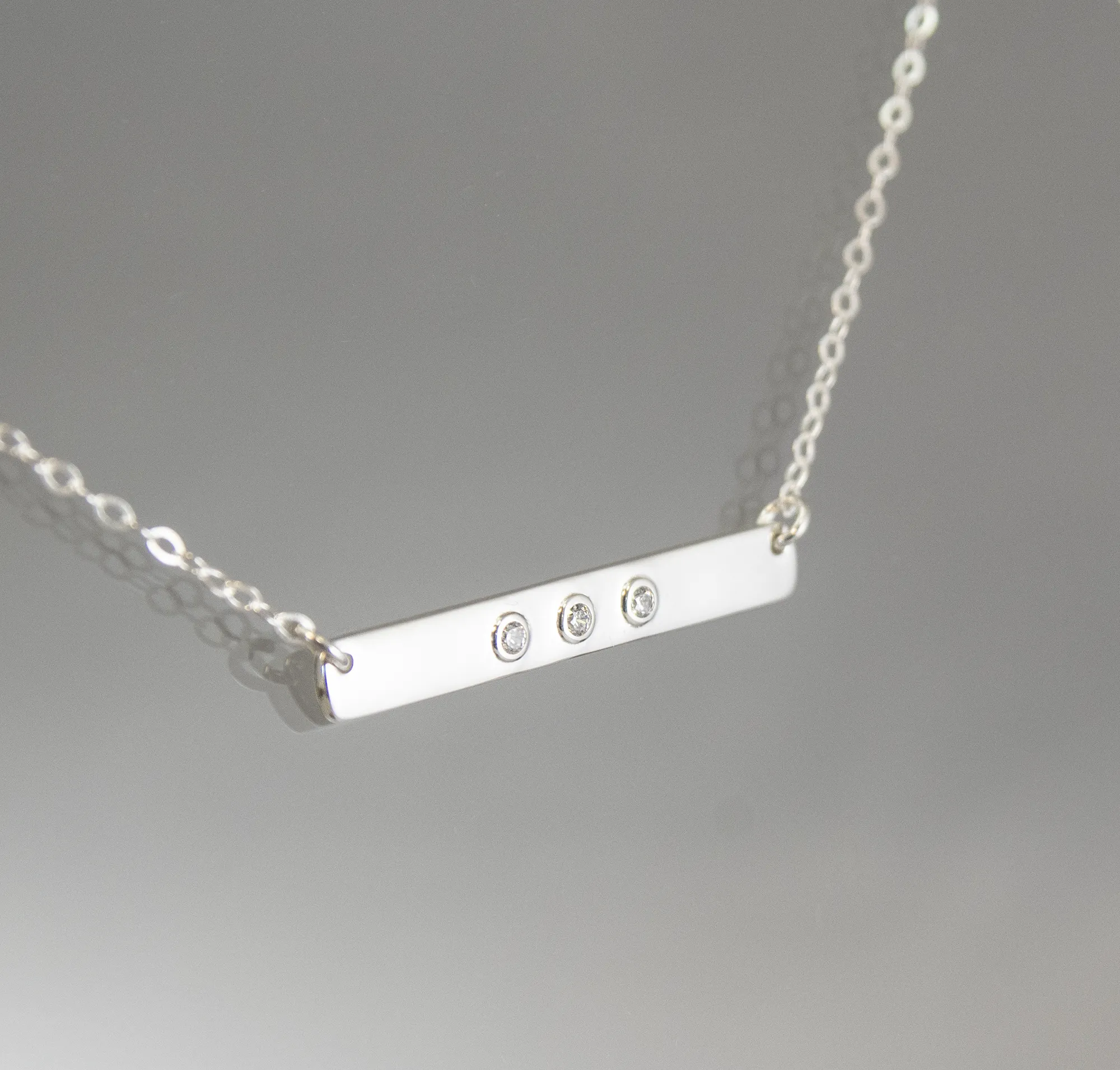 jenny three cz bar necklace  •  joy faith patience
