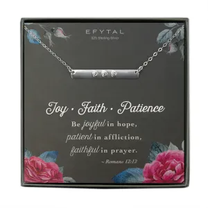 jenny three cz bar necklace  •  joy faith patience