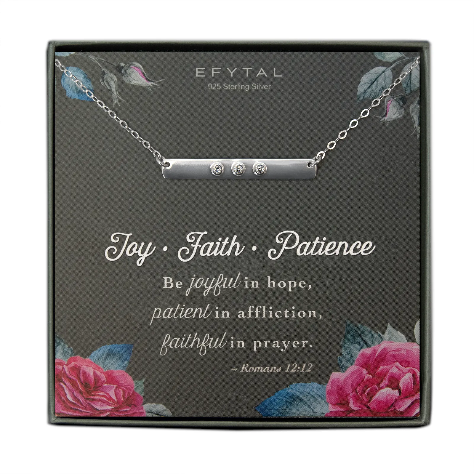 jenny three cz bar necklace  •  joy faith patience