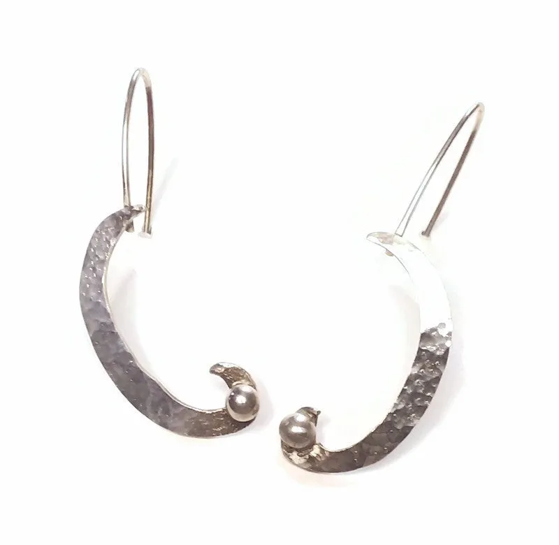JG Signature Sterling Silver Curves Dangle Earrings with Fine Silver Granulation-Three Variations