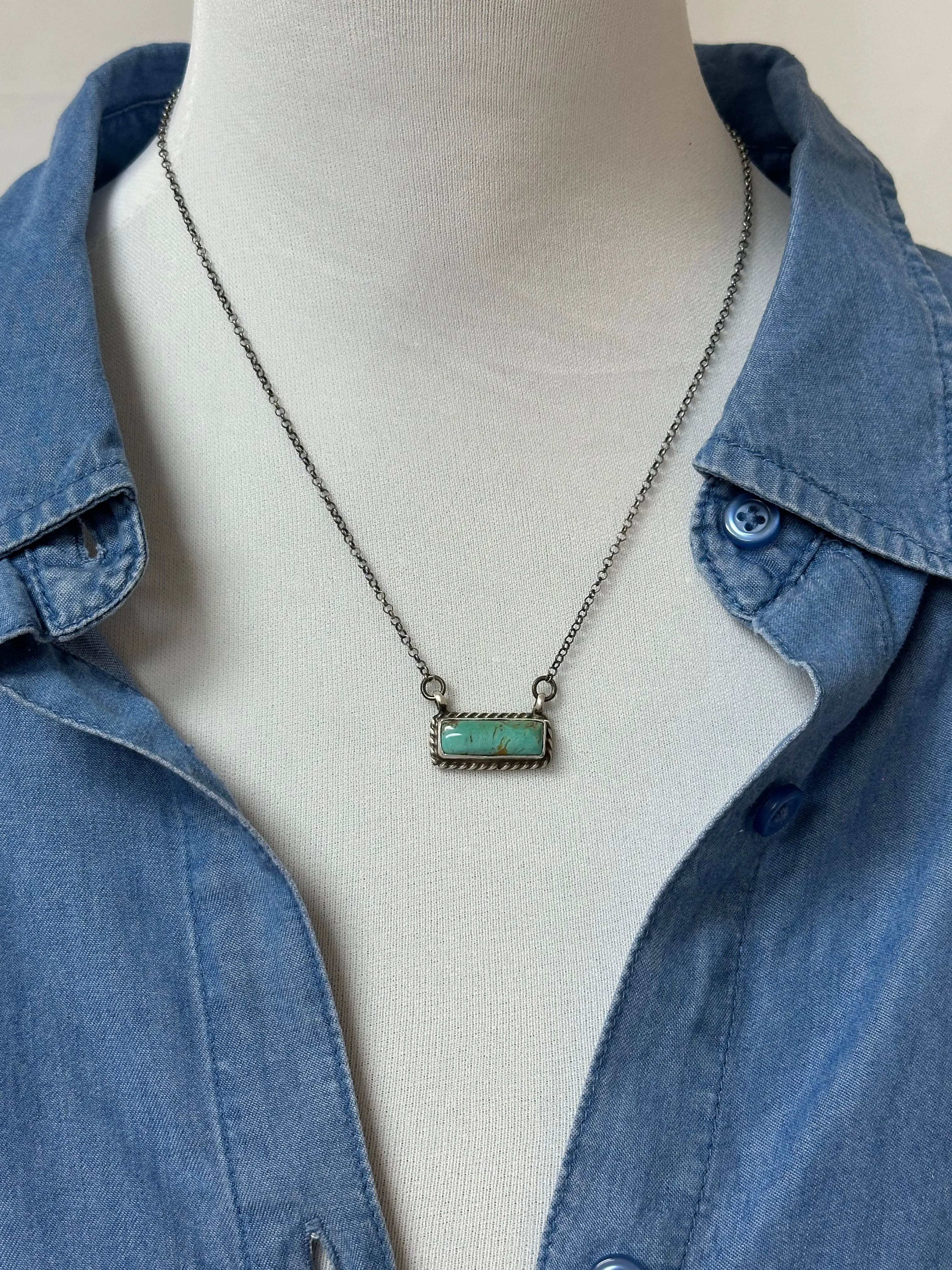 Kingman Turquoise Bar Necklace
