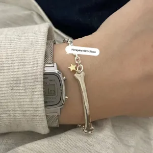 Korean Fashion Metal Geometry Star Chain Bracelet For Men Women Street Punk Party Hip Hop Vintage Grunge 90s Jewelry Accessories