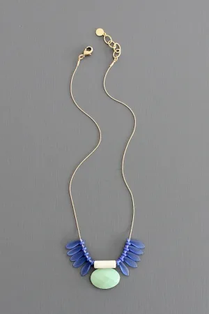 KYL216 blue glass and mint necklace