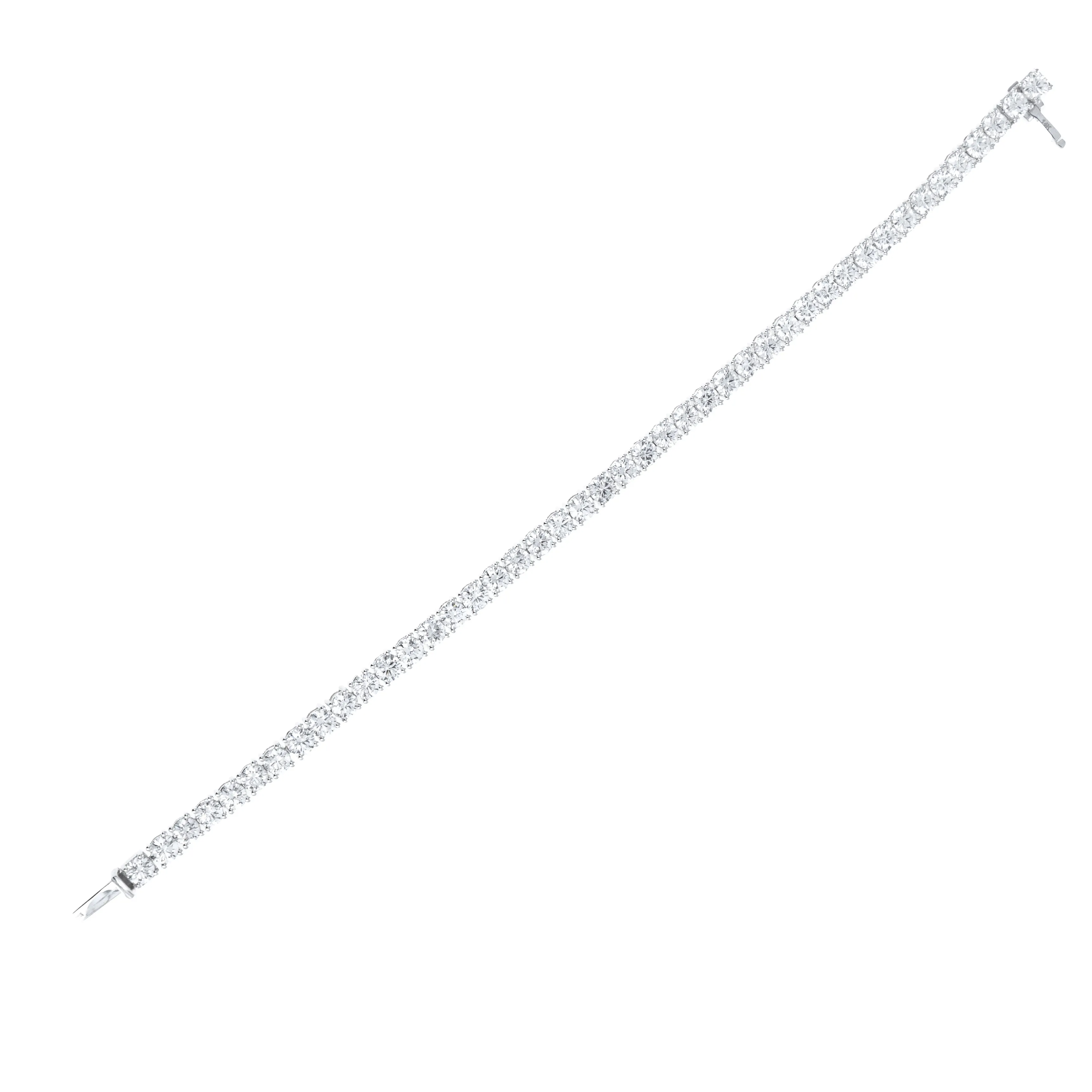 Lab Grown 14K White Gold 5.38 Carat Round Diamond Tennis Bracelet