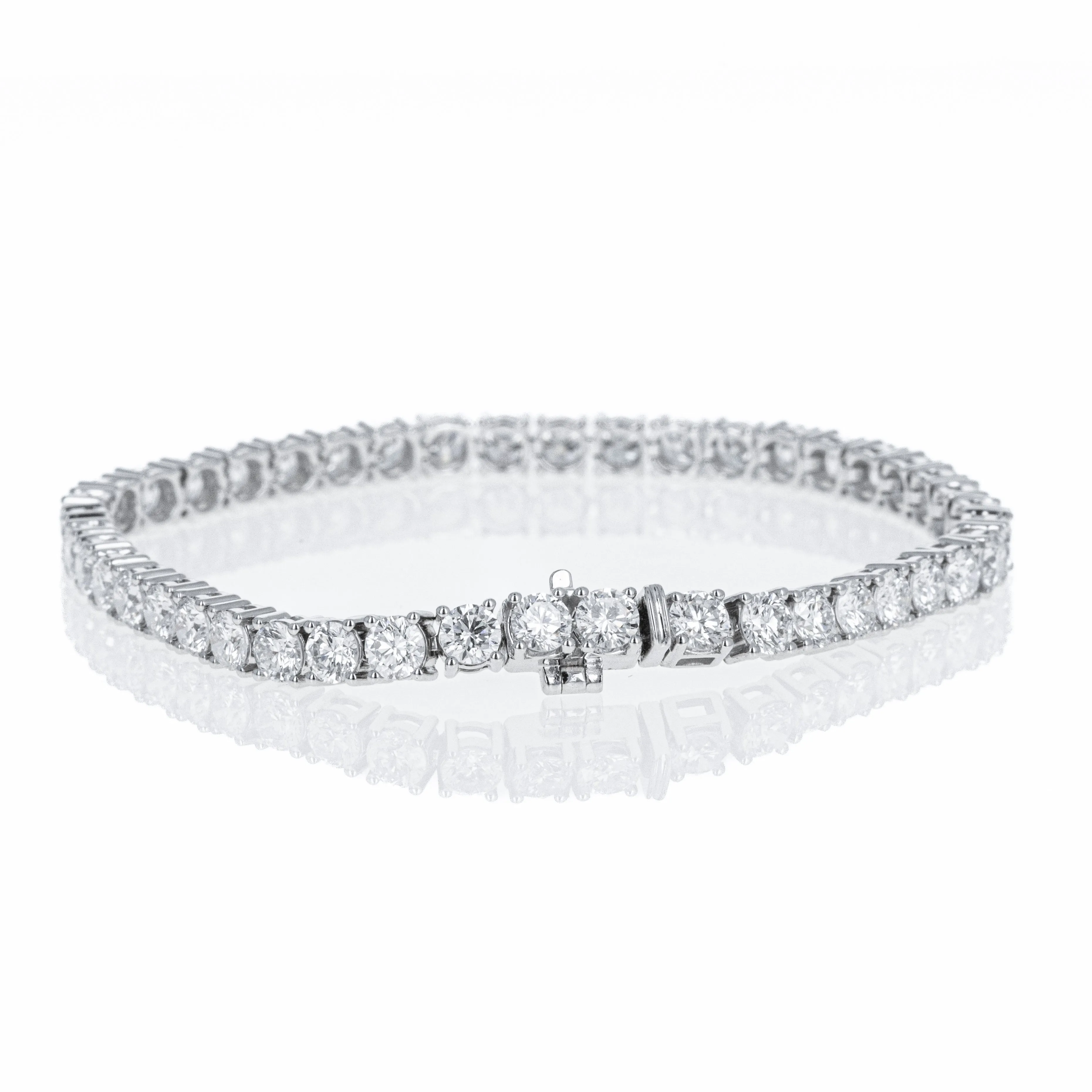 Lab Grown 14K White Gold 5.38 Carat Round Diamond Tennis Bracelet