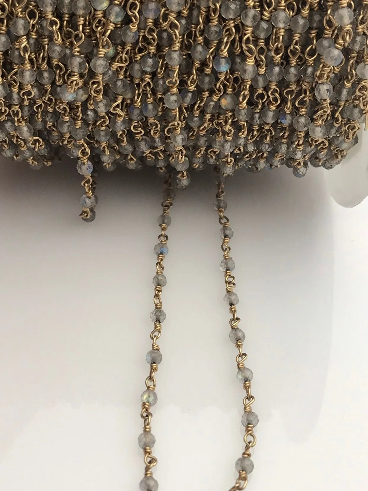 Laborite Gemstones & 14k Gold Fill Wire, hand wire wrapped, Wire Made in USA