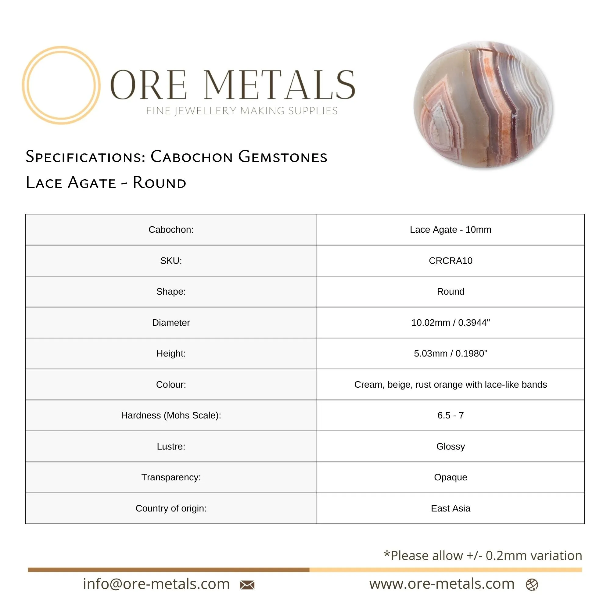 Lace Agate - Round Cabochon