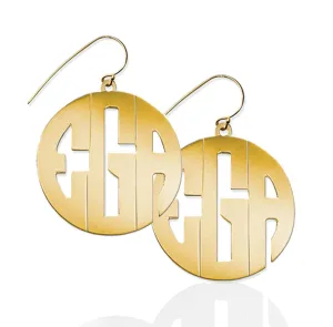 Large Block Monogram Dangle Earrings