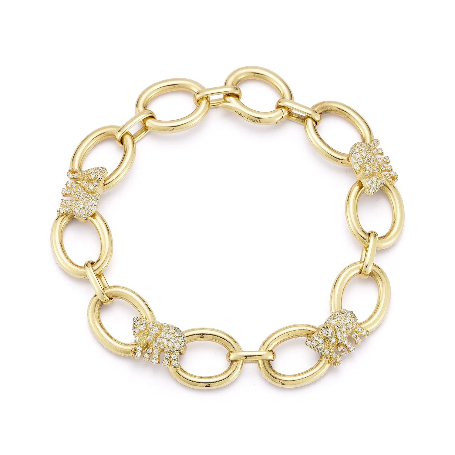 Large Link Diamond Elephant Bracelet