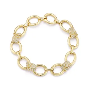 Large Link Diamond Elephant Bracelet