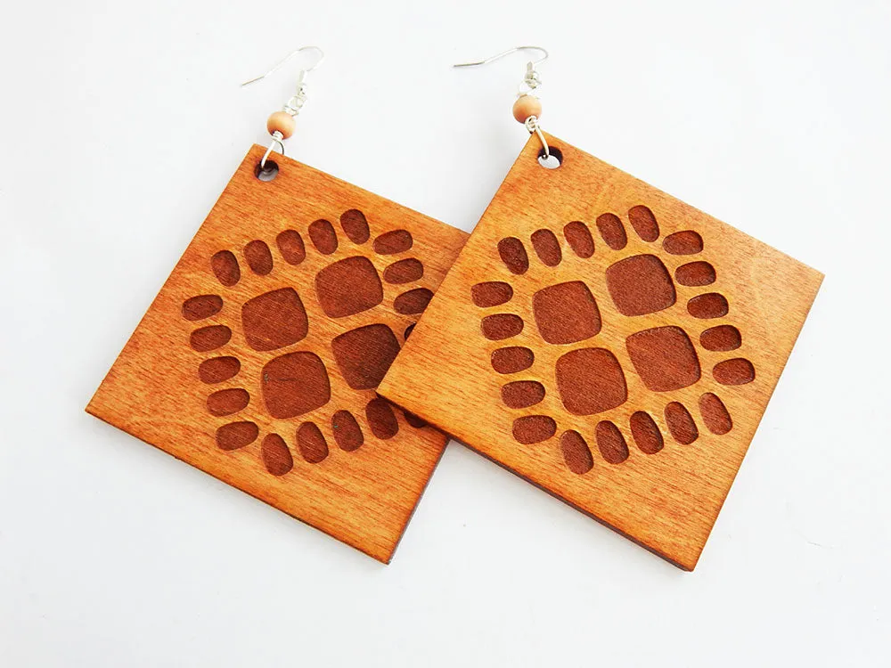 Large Wood Earrings Ethic Wooden Jewelry Handmade
