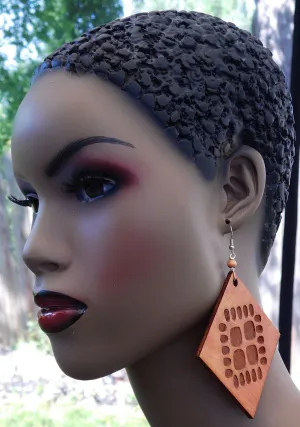Large Wood Earrings Ethic Wooden Jewelry Handmade