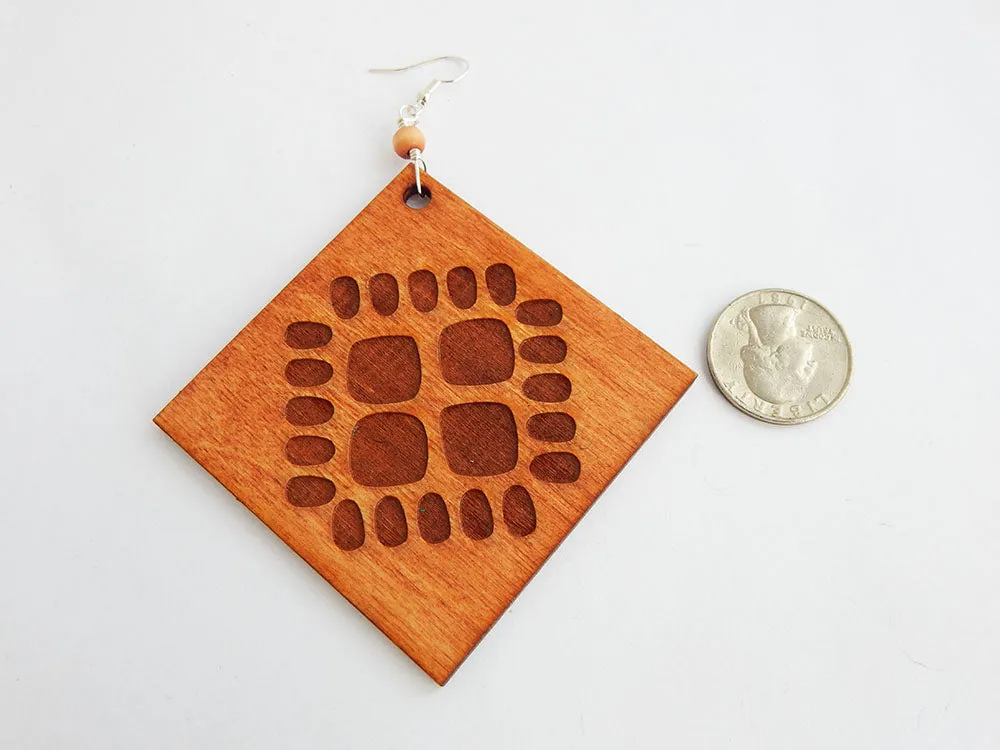 Large Wood Earrings Ethic Wooden Jewelry Handmade