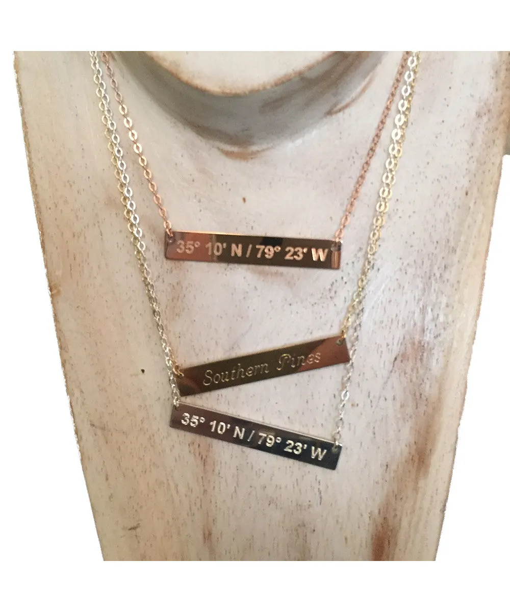 Lat & Lo | Bar Necklace Sterling Silver