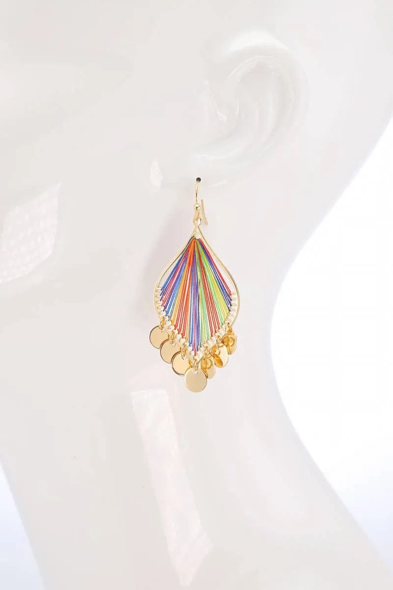 Leaf Shaped Dangle Earrings with Charms: Beige(Beige-gd) / OS