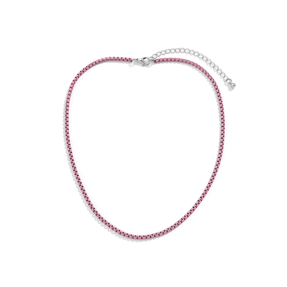 Light Purple Enamel & Silver-Plated Chain Necklace