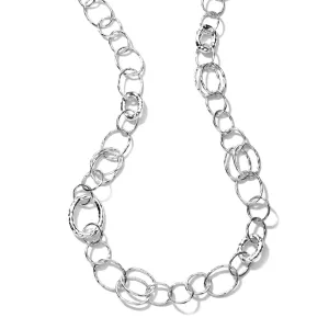 Long Hammered Bastille Necklace in Sterling Silver