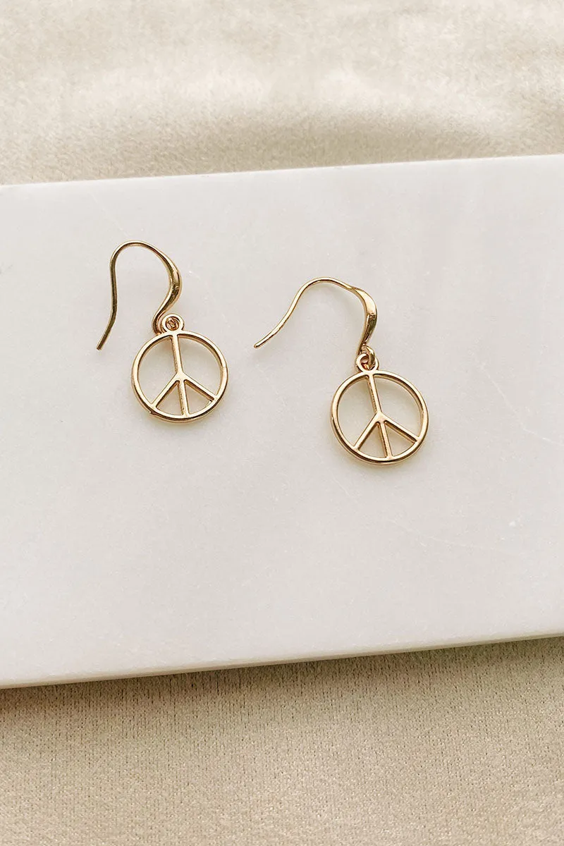 Love And Peace Dangle Earrings (Gold)