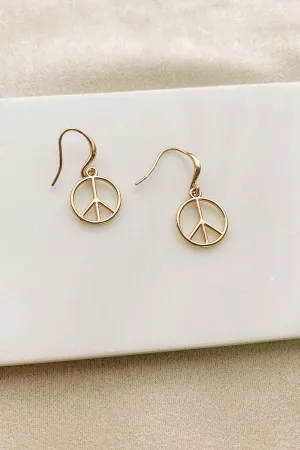 Love And Peace Dangle Earrings (Gold)