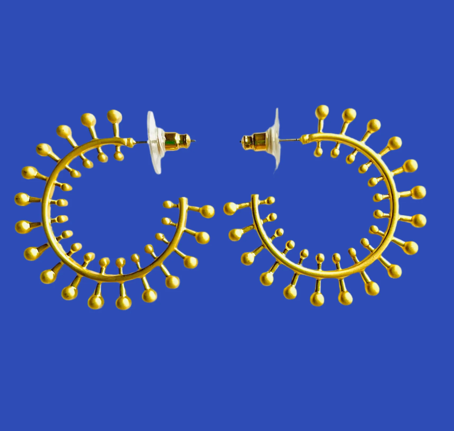 Lovely 22K Gold Vermeil Statement Earrings with Bali Granular Details