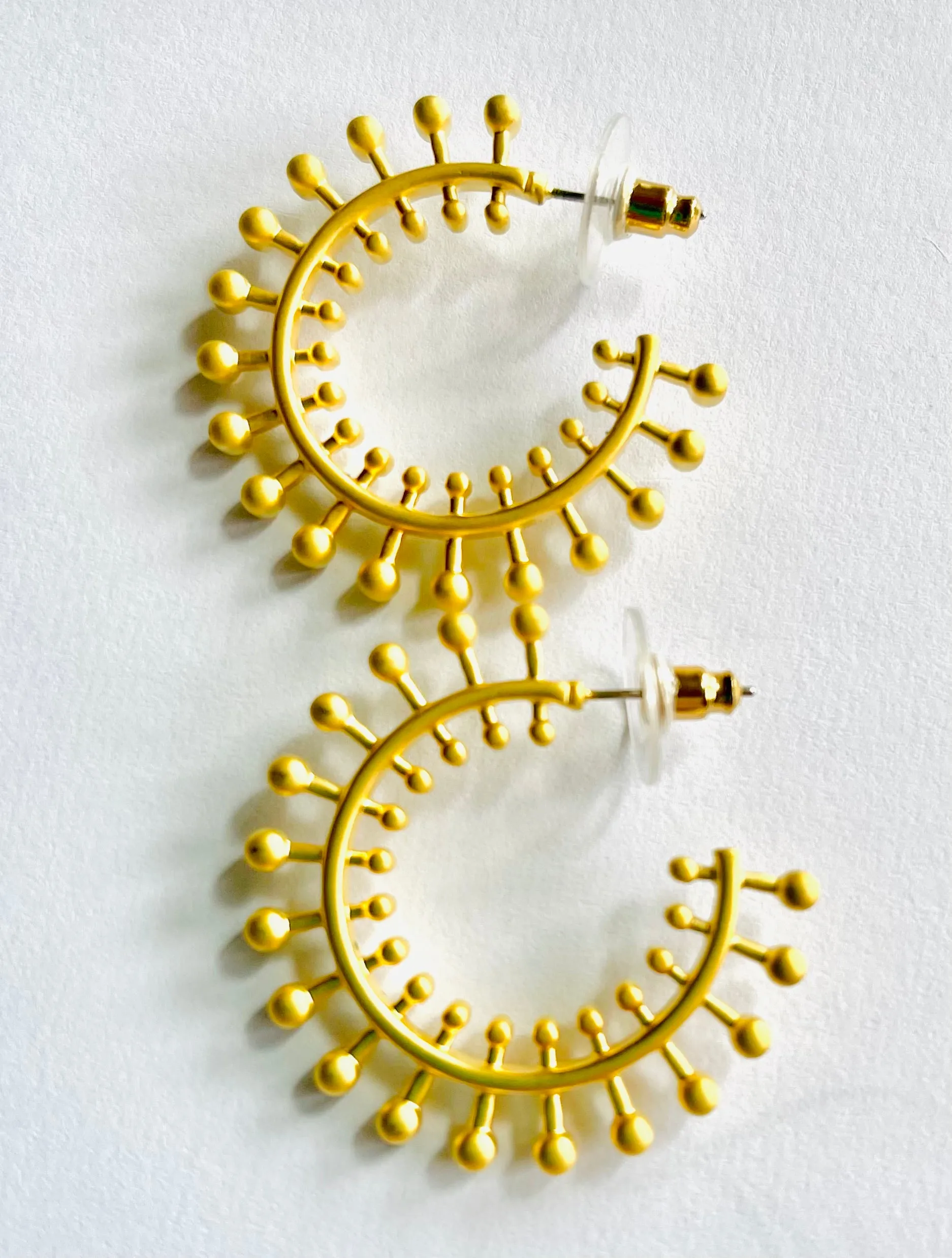 Lovely 22K Gold Vermeil Statement Earrings with Bali Granular Details