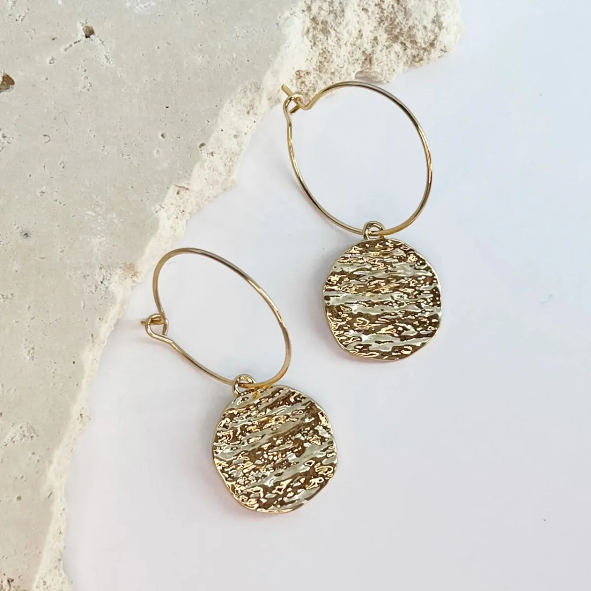 Madison Disc Hoop Earrings (Gold)