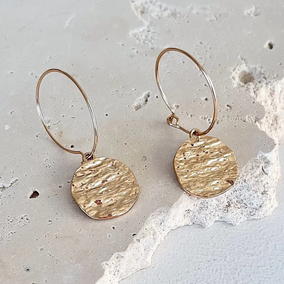 Madison Disc Hoop Earrings (Gold)