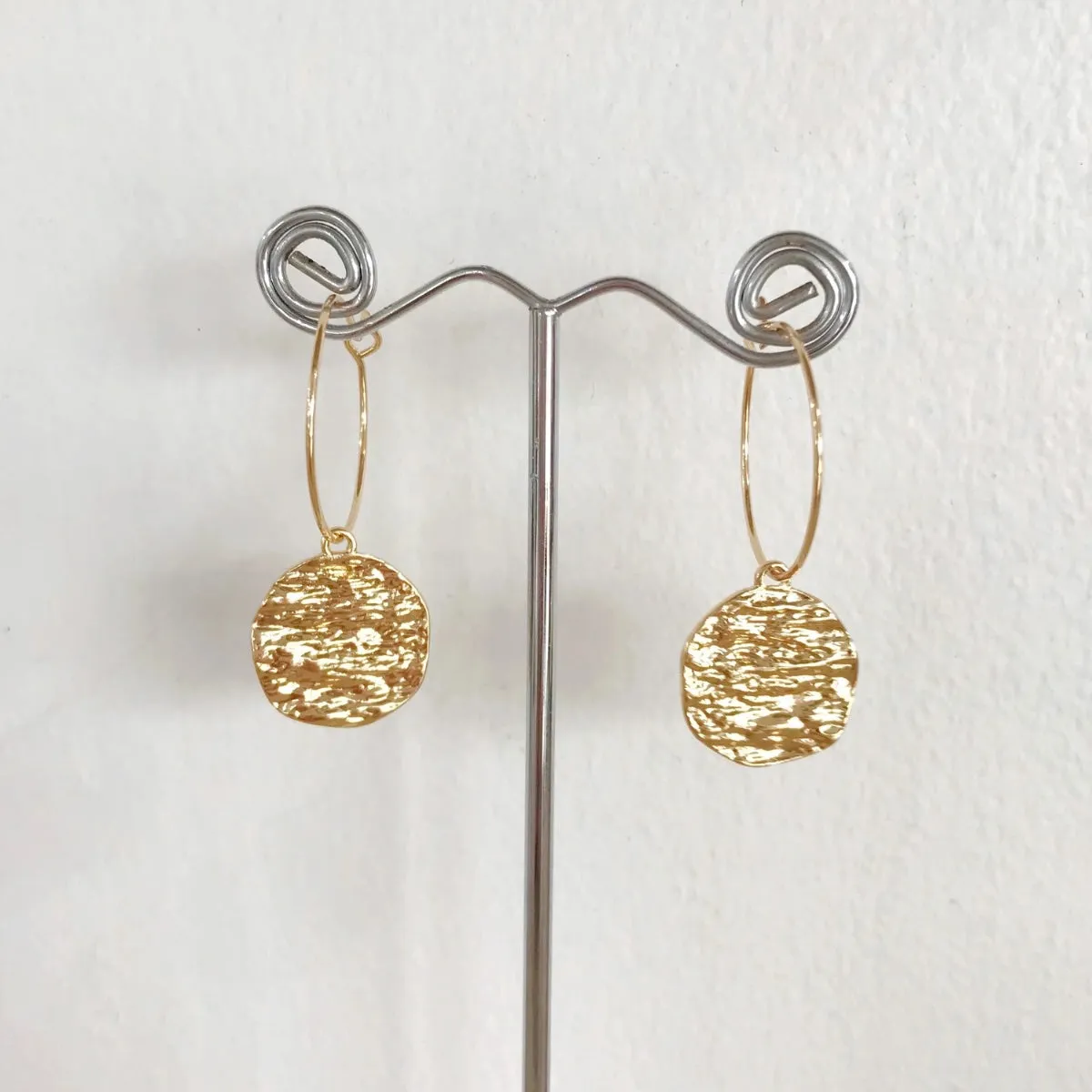 Madison Disc Hoop Earrings (Gold)