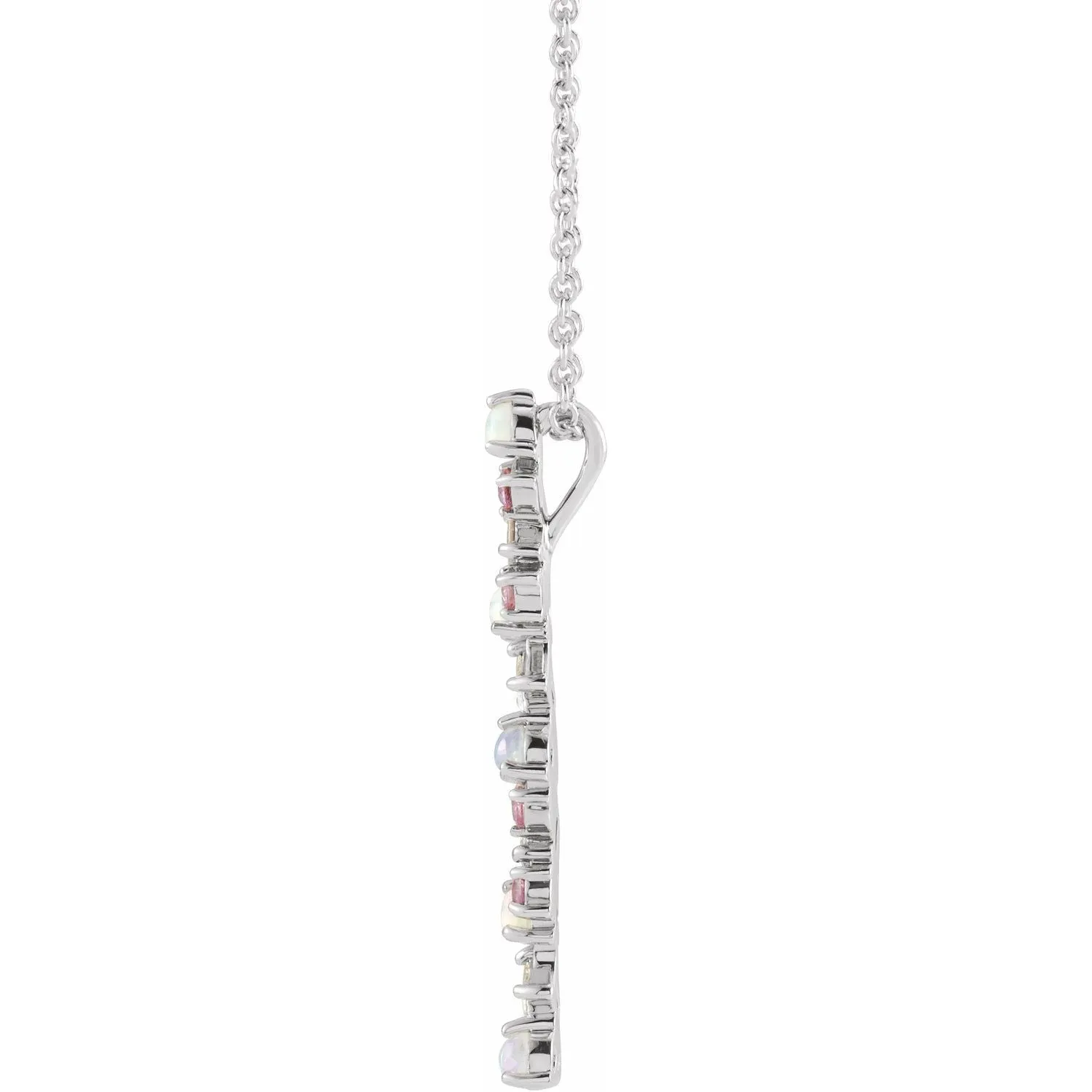 Maia Ethiopian Opals, Pink Sapphires and Diamond Bar Pendant
