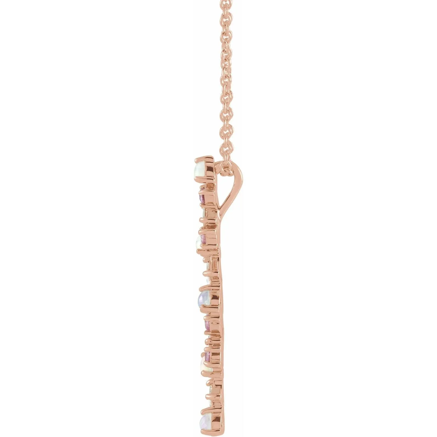 Maia Ethiopian Opals, Pink Sapphires and Diamond Bar Pendant