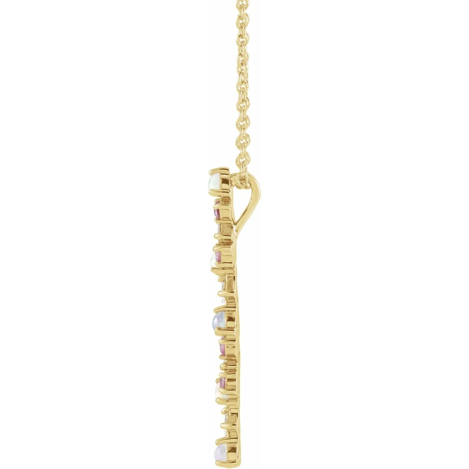 Maia Ethiopian Opals, Pink Sapphires and Diamond Bar Pendant
